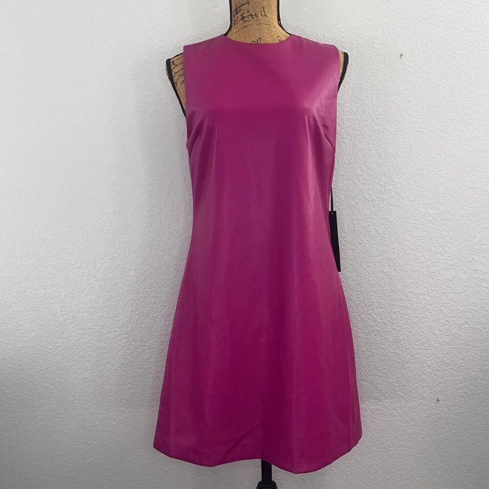 House of Harlow 1960 Faux Leather Festival Fuchsia Dress Size M